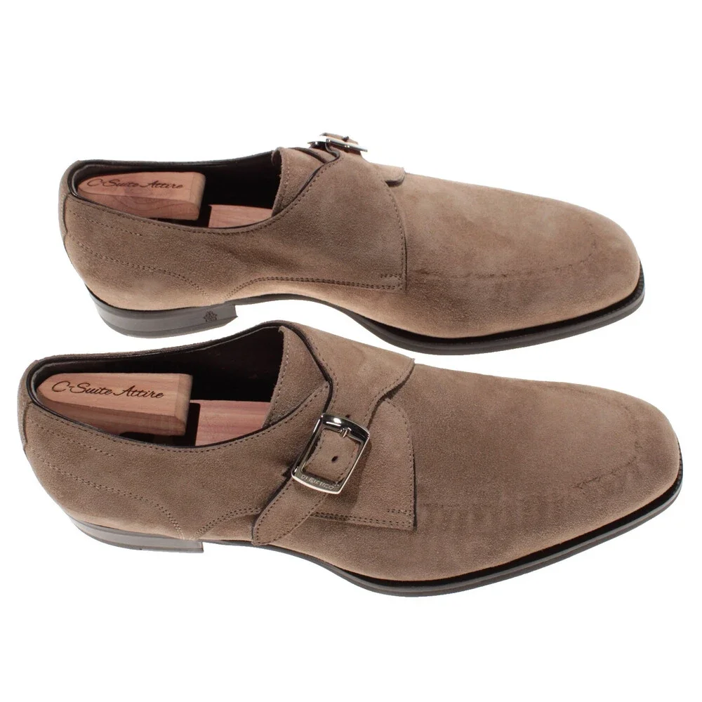 Di Bianco NWD Single Monk Strap Dress Shoes Size 42.5 (US 9.5) in Brown Suede